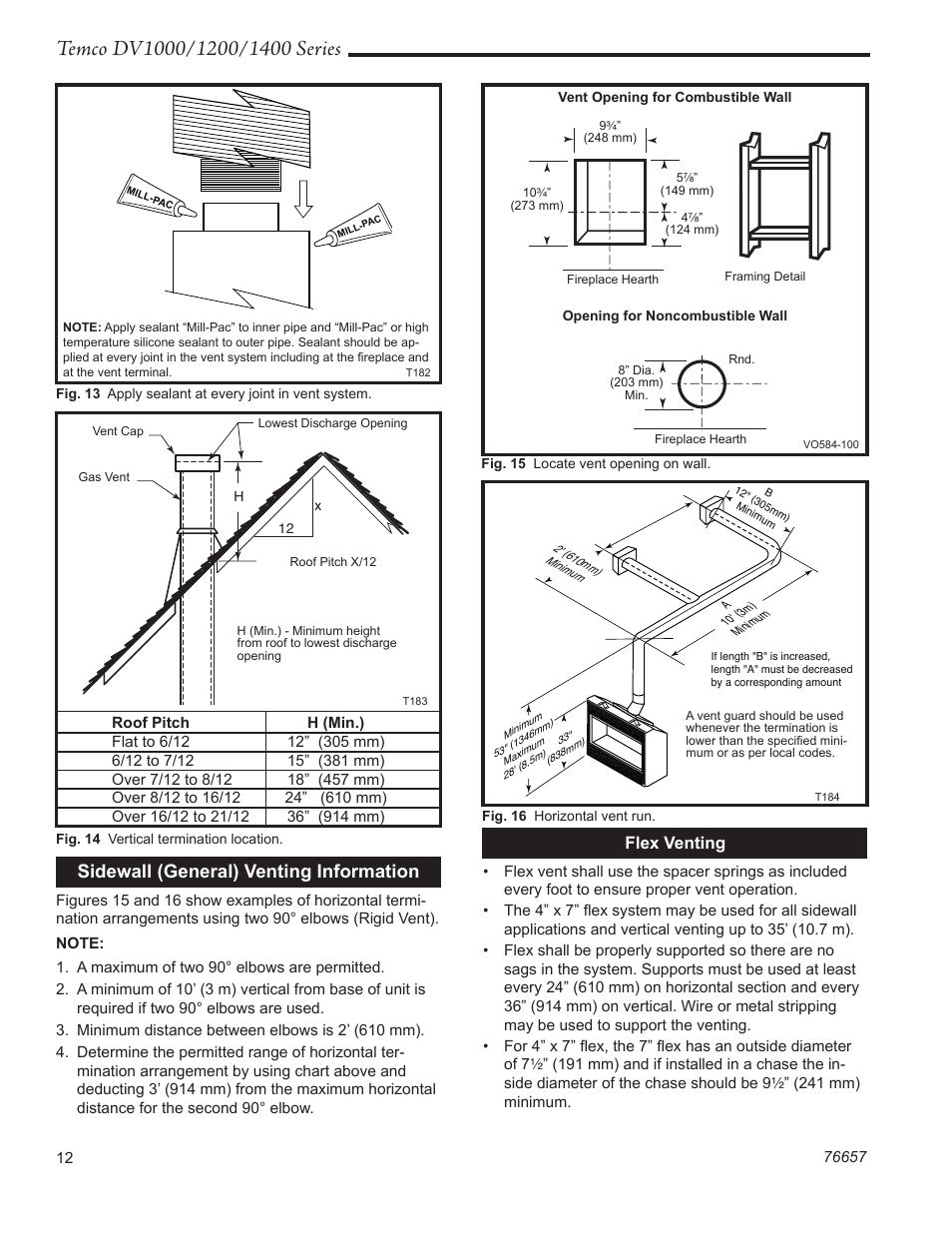 Sidewall (general) venting information, Flex venting | Temco Tool DV1400N/P User Manual | Page 12 / 40