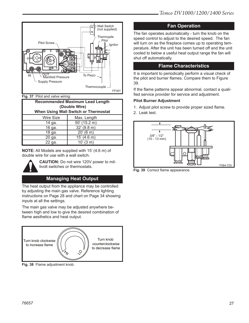 Managing heat output, Fan operation, Flame characteristics | Temco Tool DV1400N/P User Manual | Page 27 / 40