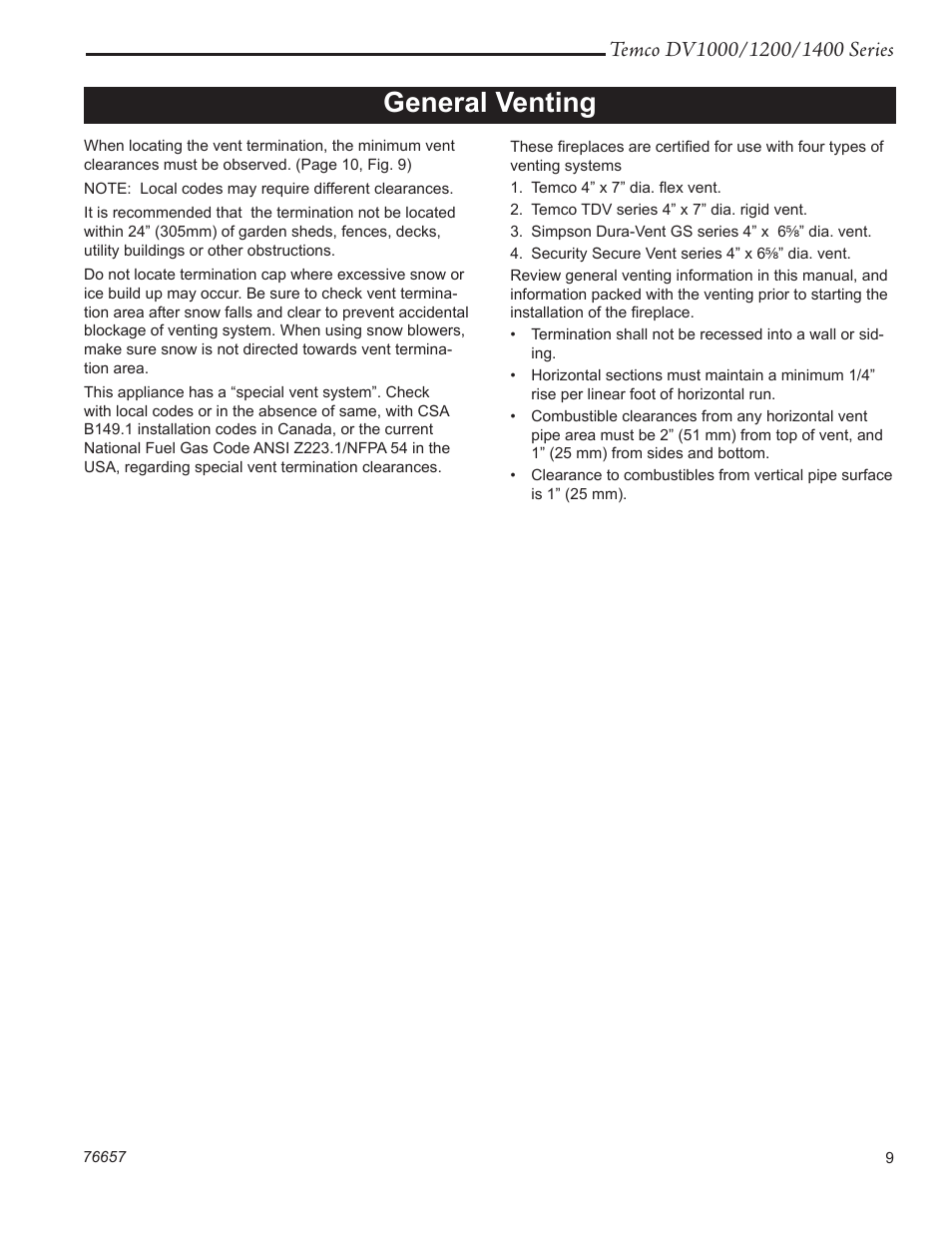 General venting | Temco Tool DV1400N/P User Manual | Page 9 / 40