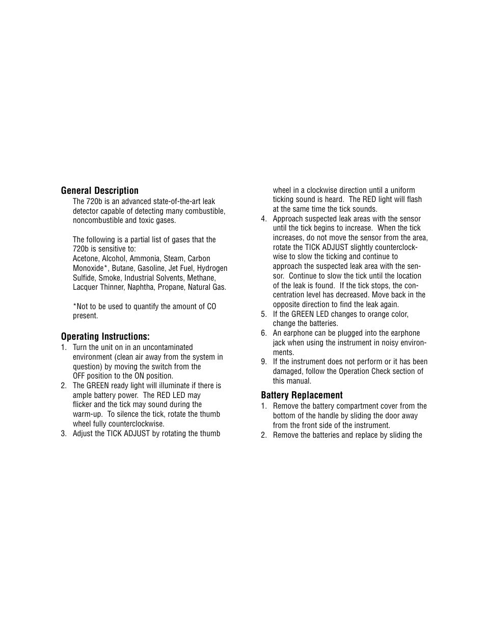 Test Products International COMBUSTIBLE GAS LEAK DETECTOR 720B User Manual | Page 4 / 8