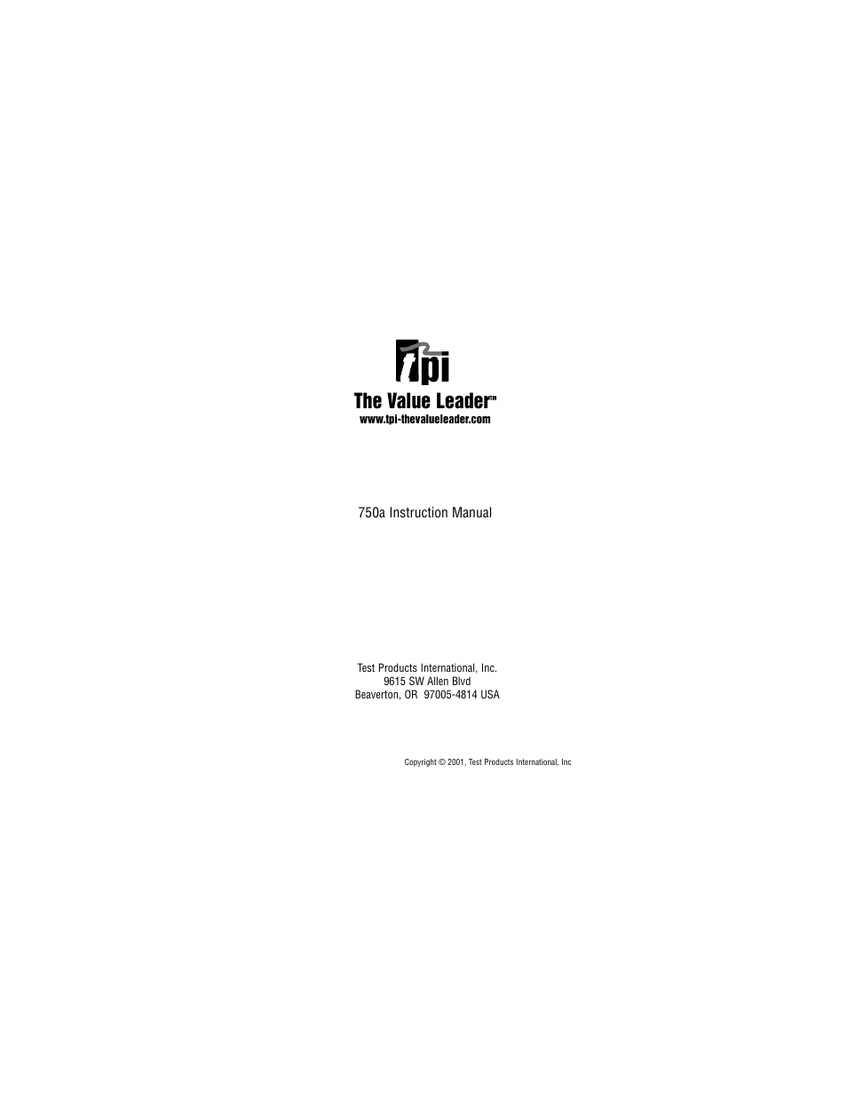 The value leader | Test Products International COMBUSTIBLE GAS LEAK DETECTOR 720B User Manual | Page 8 / 8