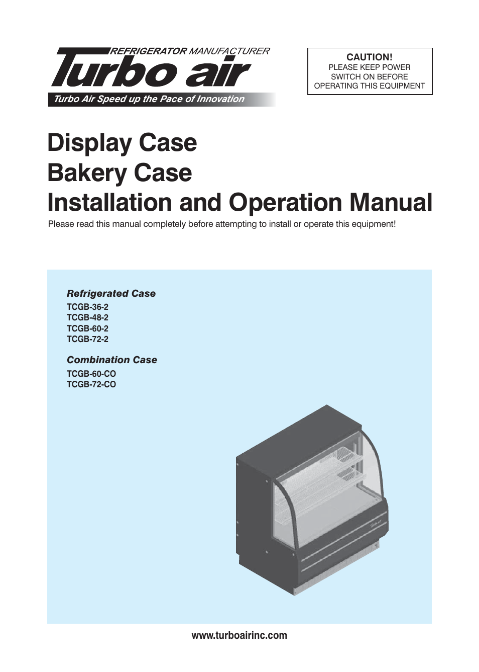 Turbo Air TCGB-60 User Manual | 14 pages