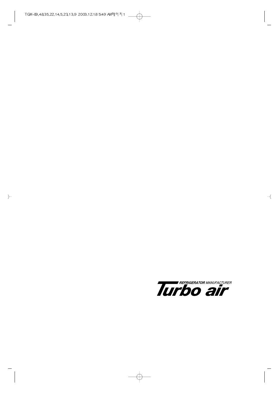 Turbo Air TGM-69R User Manual | 108 pages