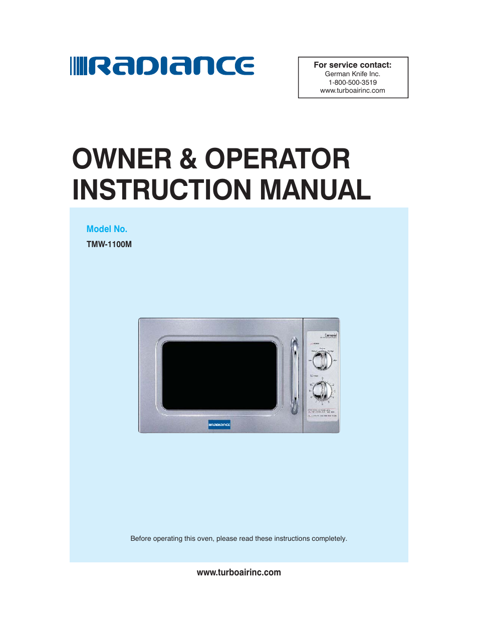 Turbo Air TMW-1100M User Manual | 17 pages