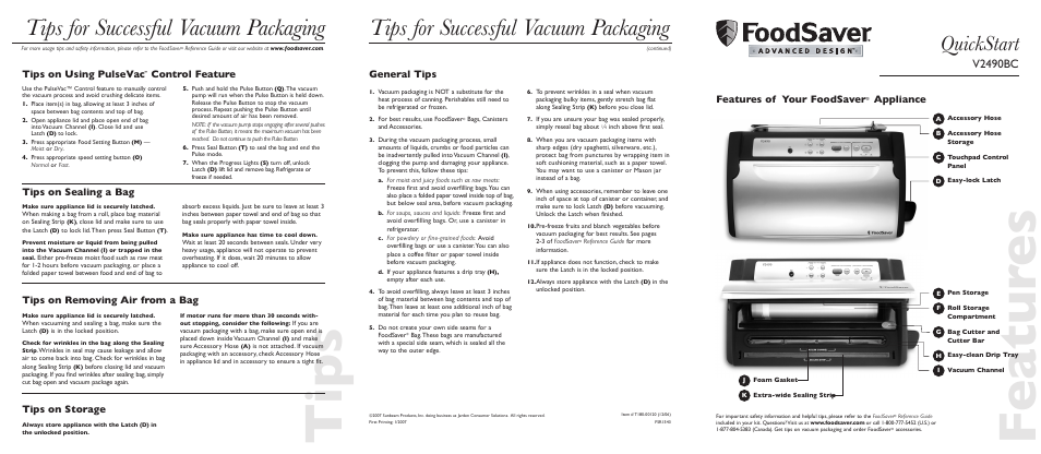 FoodSaver V2490BC User Manual | 2 pages