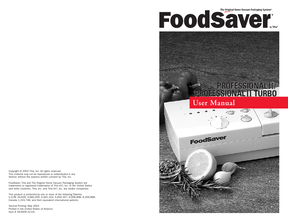 FoodSaver II Turbo User Manual | 22 pages