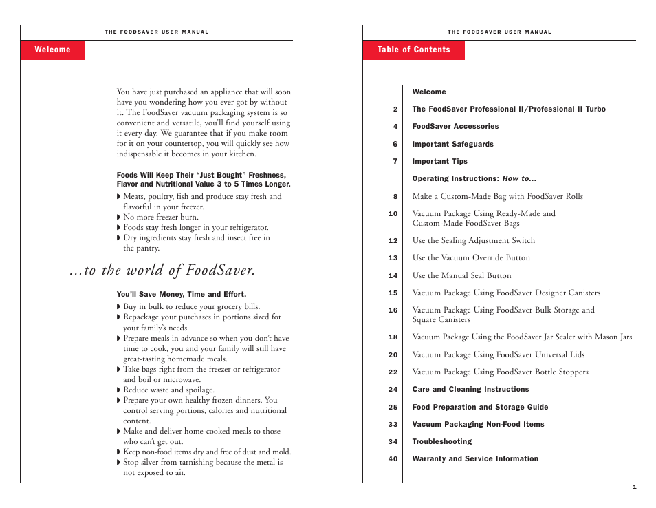 FoodSaver II Turbo User Manual | Page 2 / 22