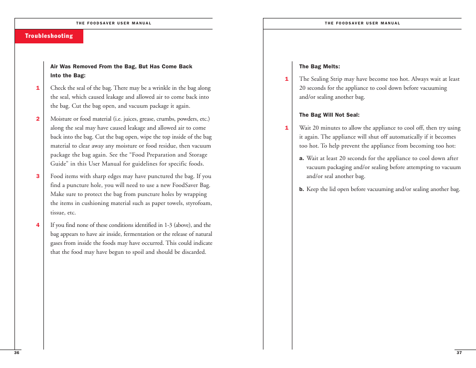 FoodSaver II Turbo User Manual | Page 20 / 22