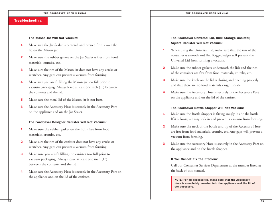 FoodSaver II Turbo User Manual | Page 21 / 22