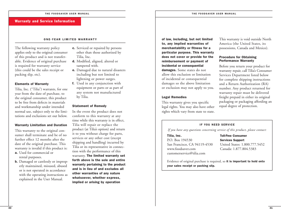 FoodSaver II Turbo User Manual | Page 22 / 22