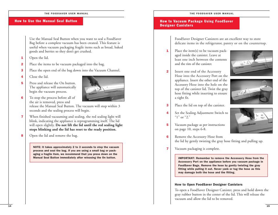 FoodSaver II Turbo User Manual | Page 9 / 22