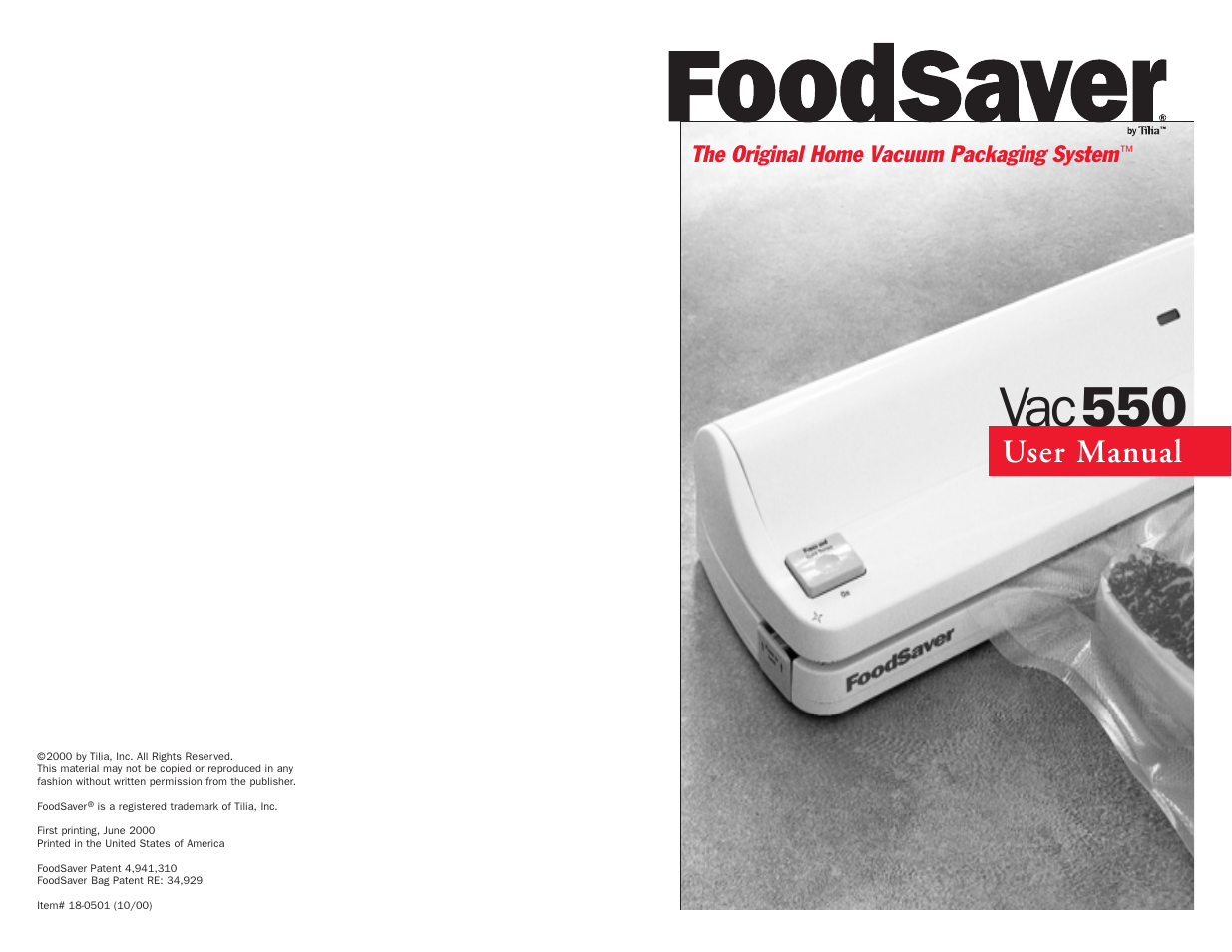 FoodSaver Vac 550 User Manual | 23 pages