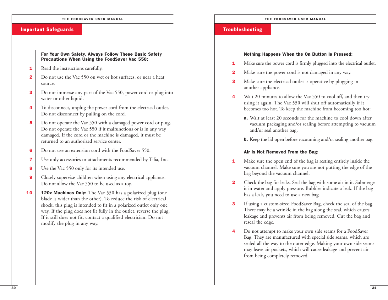 FoodSaver Vac 550 User Manual | Page 17 / 23