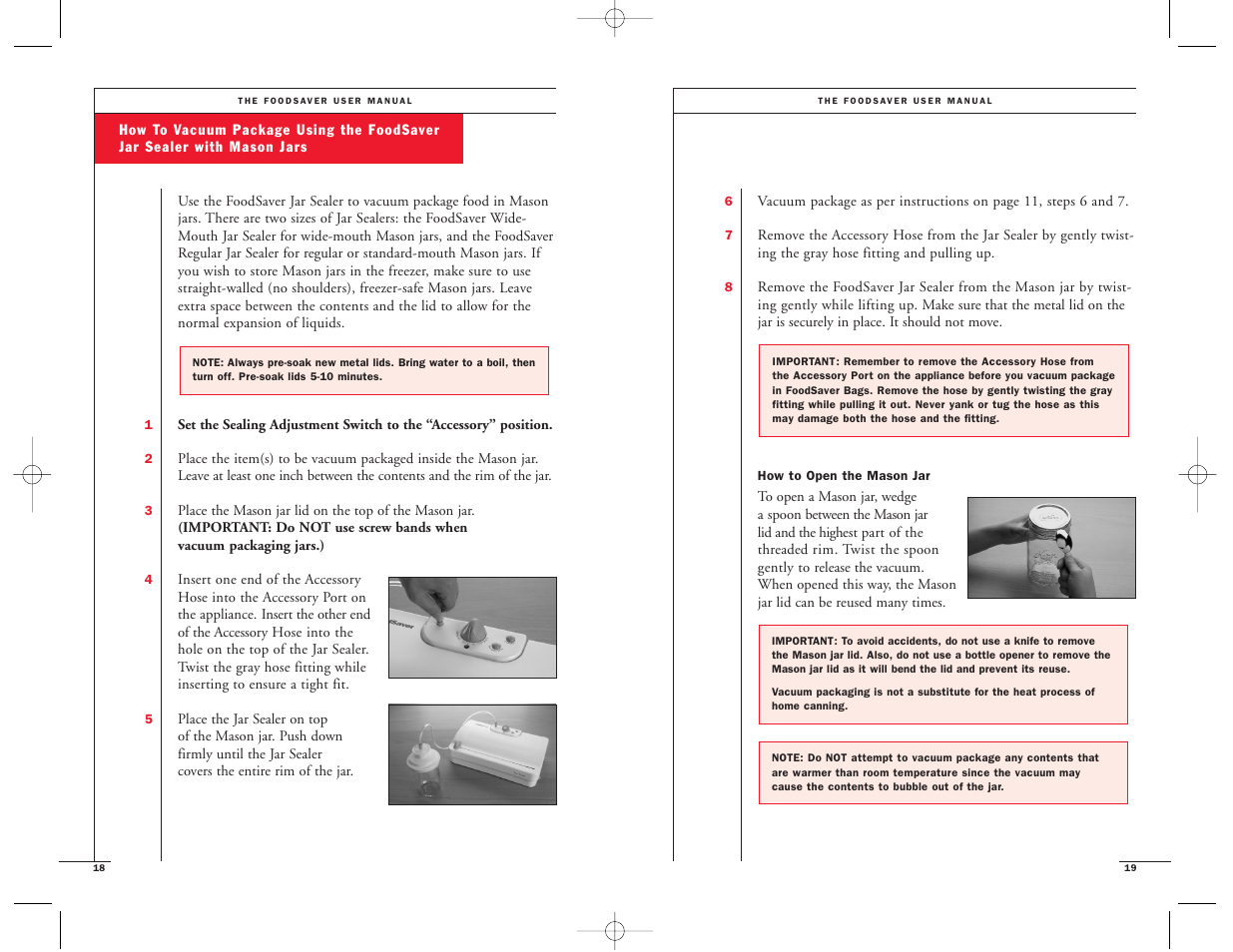 FoodSaver Vac 1500 User Manual | Page 11 / 22