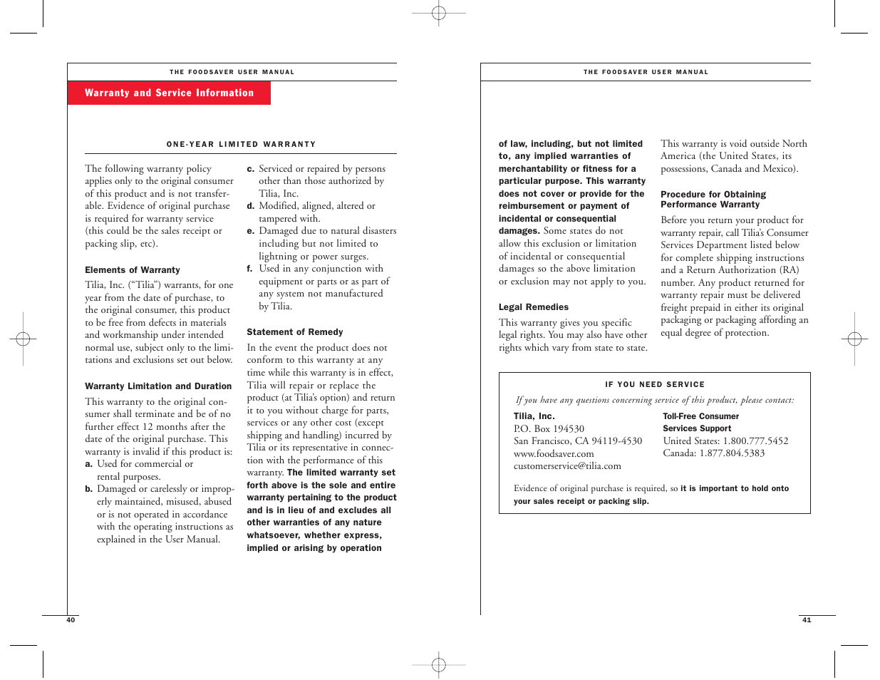 FoodSaver Vac 1500 User Manual | Page 22 / 22