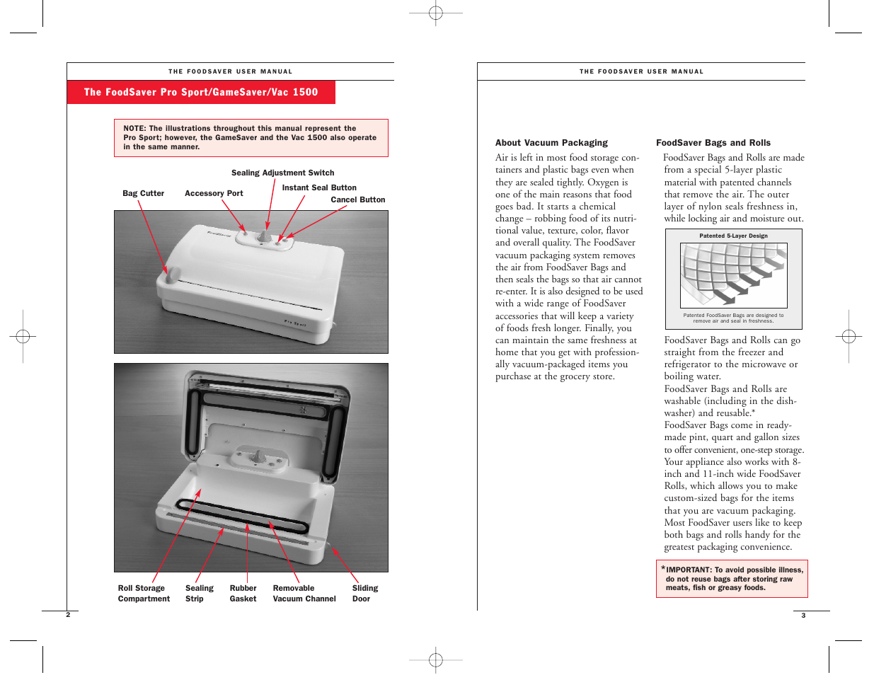 FoodSaver Vac 1500 User Manual | Page 3 / 22