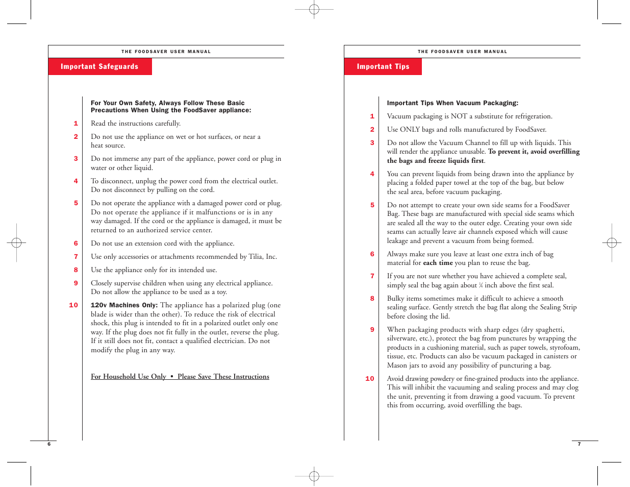 FoodSaver Vac 1500 User Manual | Page 5 / 22