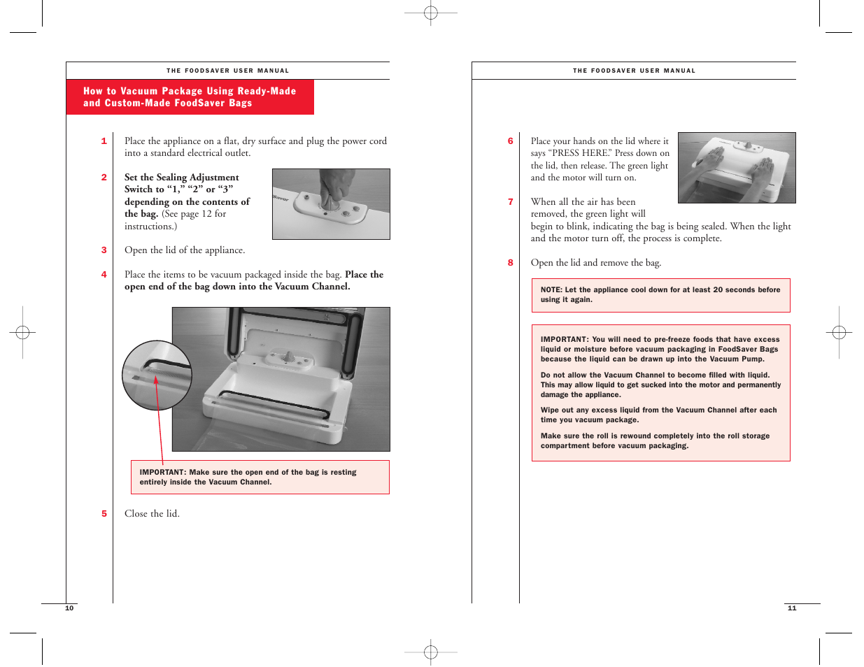 FoodSaver Vac 1500 User Manual | Page 7 / 22