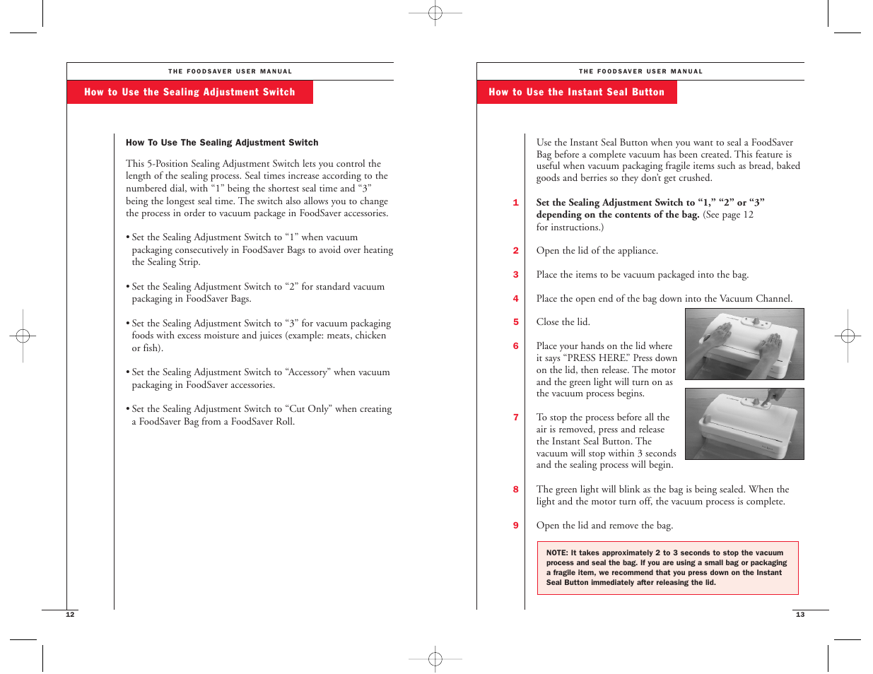 FoodSaver Vac 1500 User Manual | Page 8 / 22