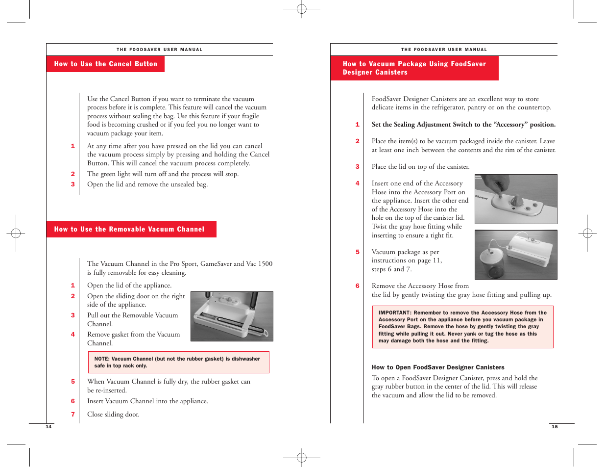 FoodSaver Vac 1500 User Manual | Page 9 / 22