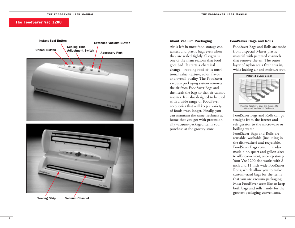 FoodSaver Vac 1200 18-0163 User Manual | Page 3 / 20