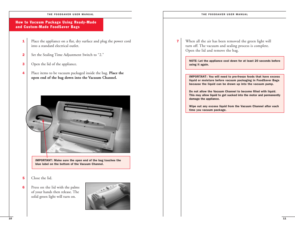 FoodSaver Vac 1200 18-0163 User Manual | Page 7 / 20