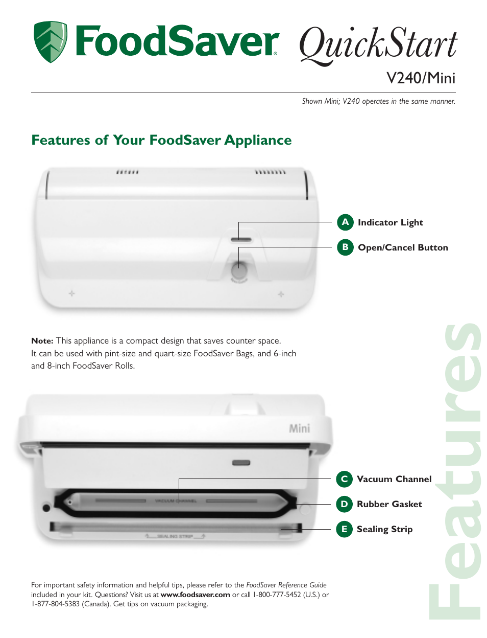 FoodSaver V240 User Manual | 4 pages