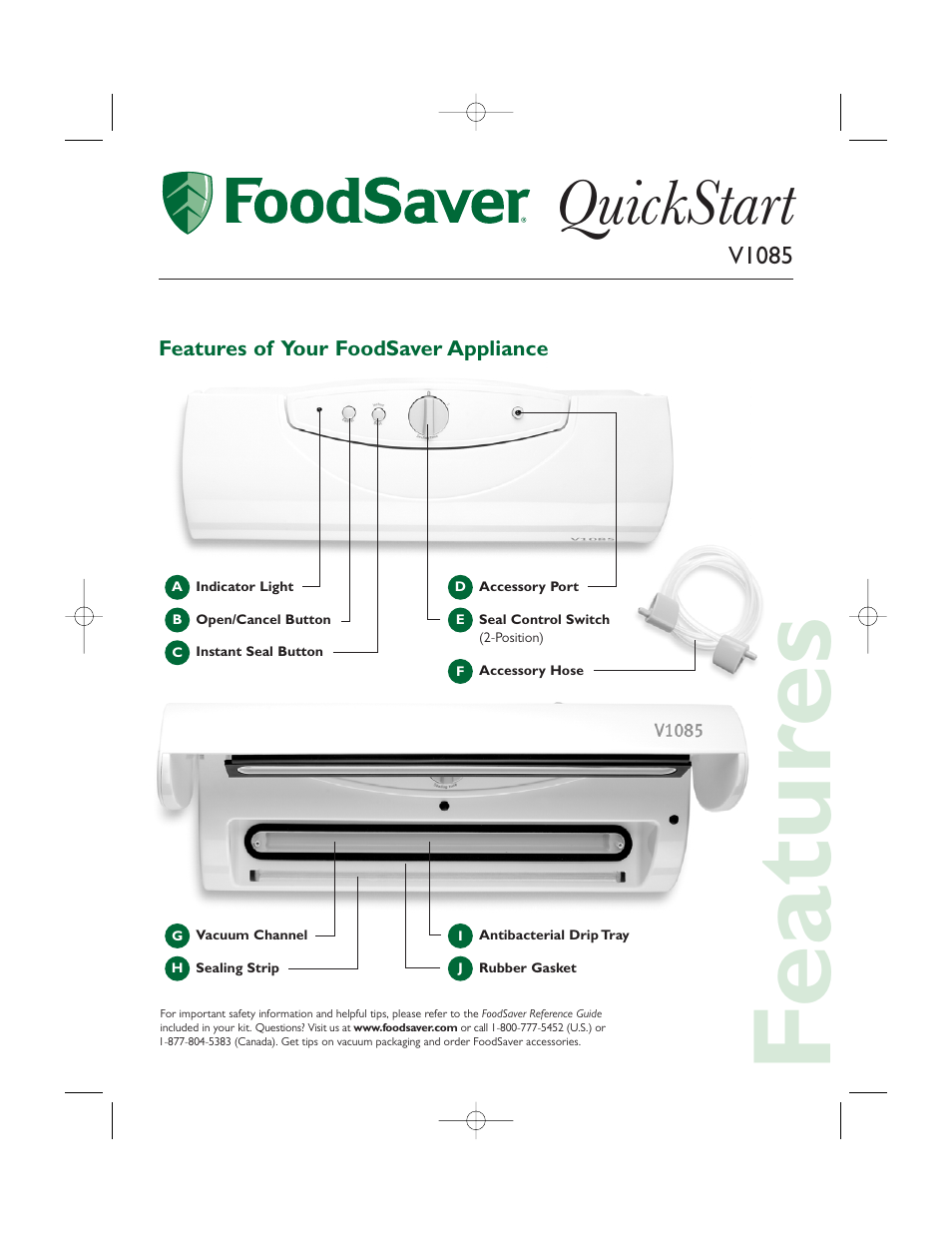 FoodSaver V1085 User Manual | 6 pages