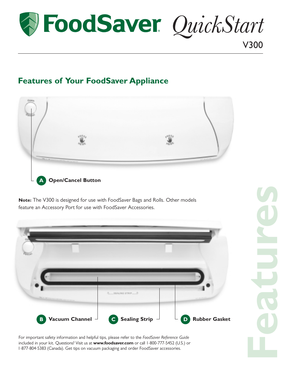 FoodSaver V300 User Manual | 4 pages