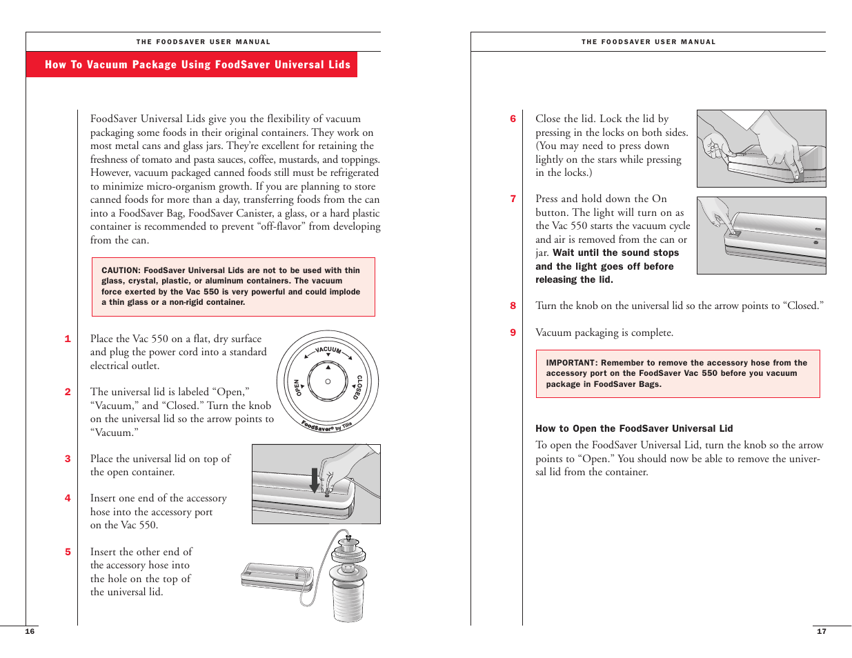 FoodSaver VAC550 User Manual | Page 10 / 23