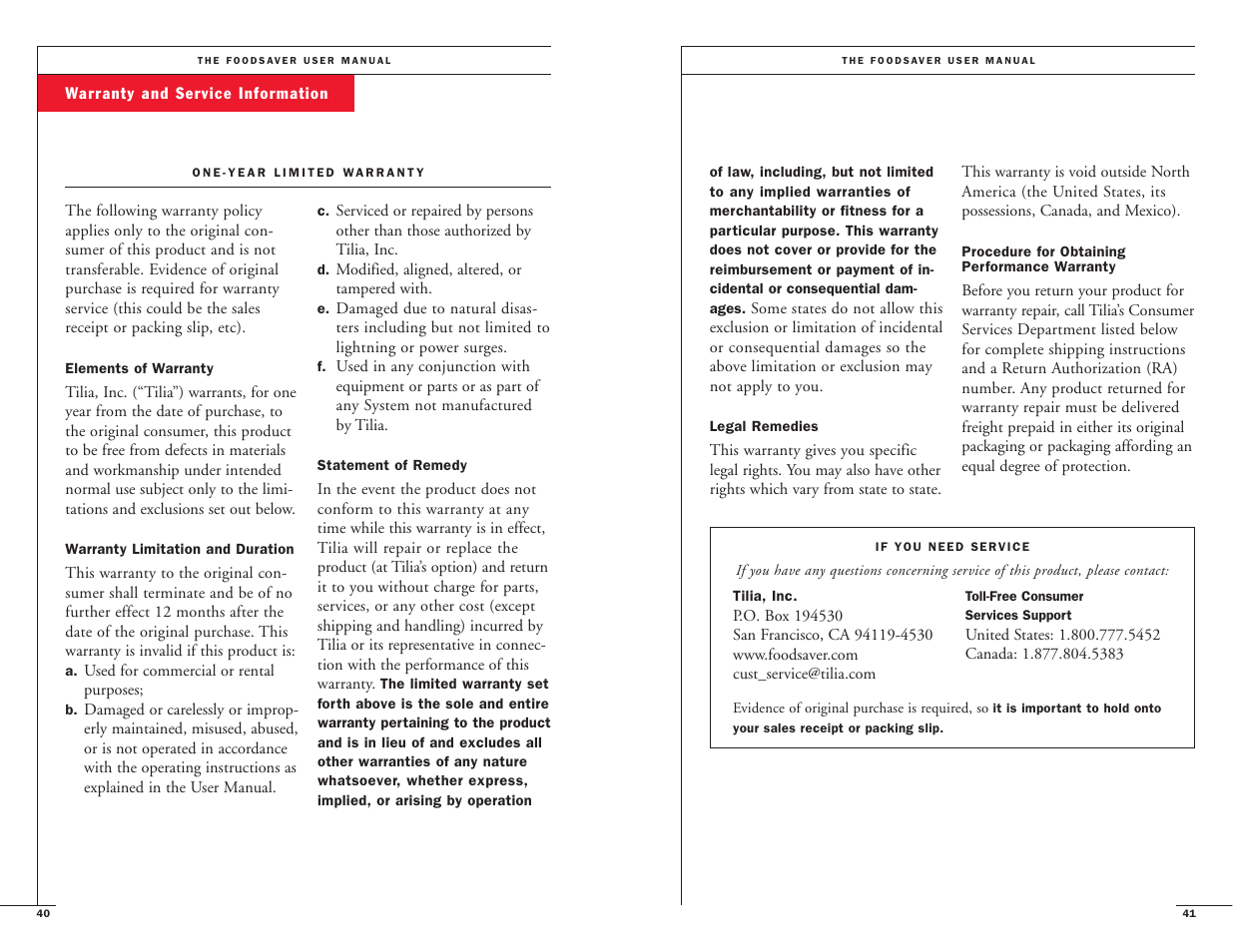 FoodSaver VAC550 User Manual | Page 22 / 23