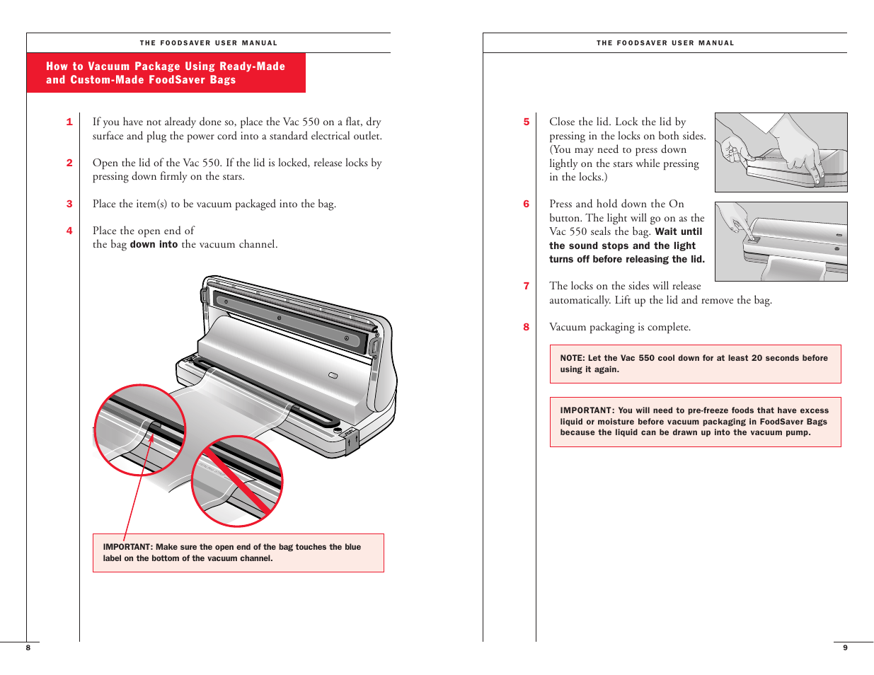 FoodSaver VAC550 User Manual | Page 6 / 23