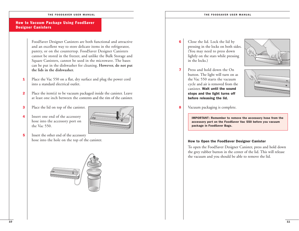 FoodSaver VAC550 User Manual | Page 7 / 23