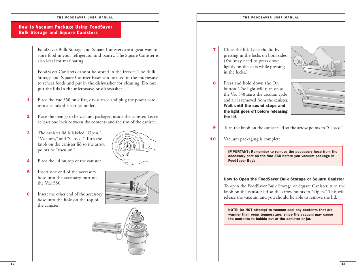 FoodSaver VAC550 User Manual | Page 8 / 23