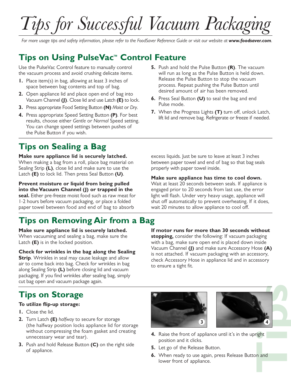 FoodSaver V2860 User Manual | 6 pages