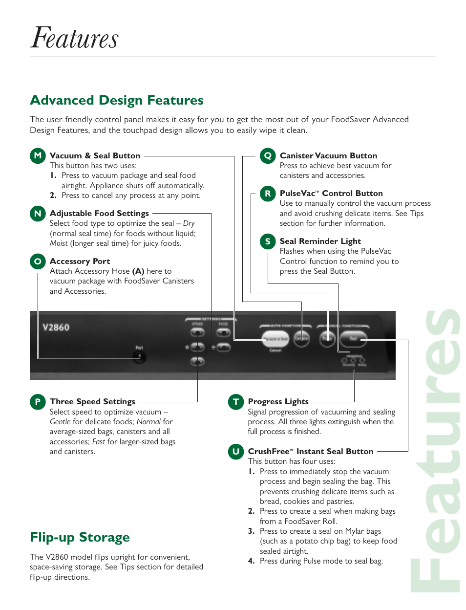 Featur es, Features | FoodSaver V2860 User Manual | Page 4 / 6
