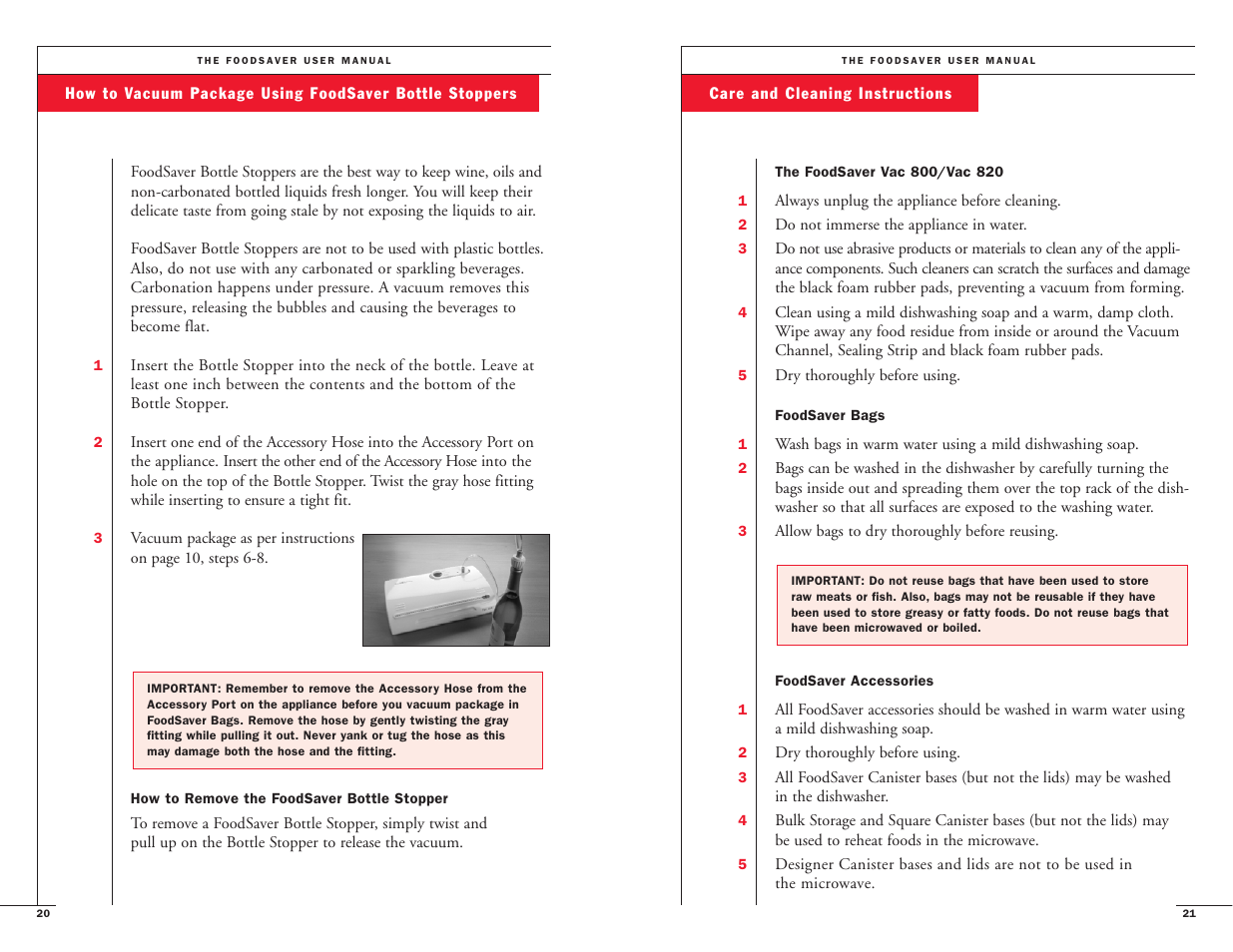 FoodSaver Vac800/Vac820 User Manual | Page 12 / 20