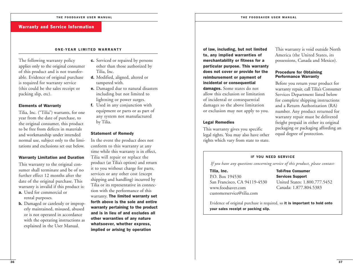 FoodSaver Vac800/Vac820 User Manual | Page 20 / 20