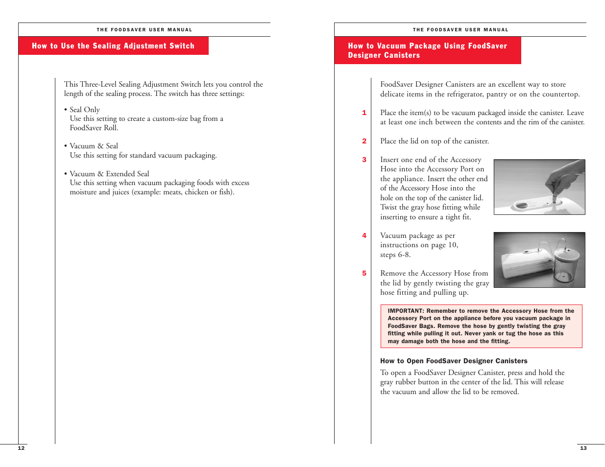 FoodSaver Vac800/Vac820 User Manual | Page 8 / 20