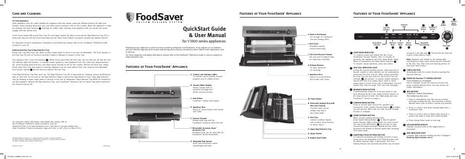 FoodSaver V3800 series User Manual | 2 pages