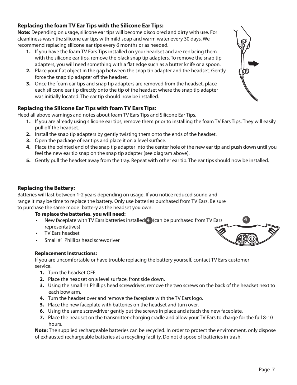 TV Ears Headphones User Manual | Page 7 / 11