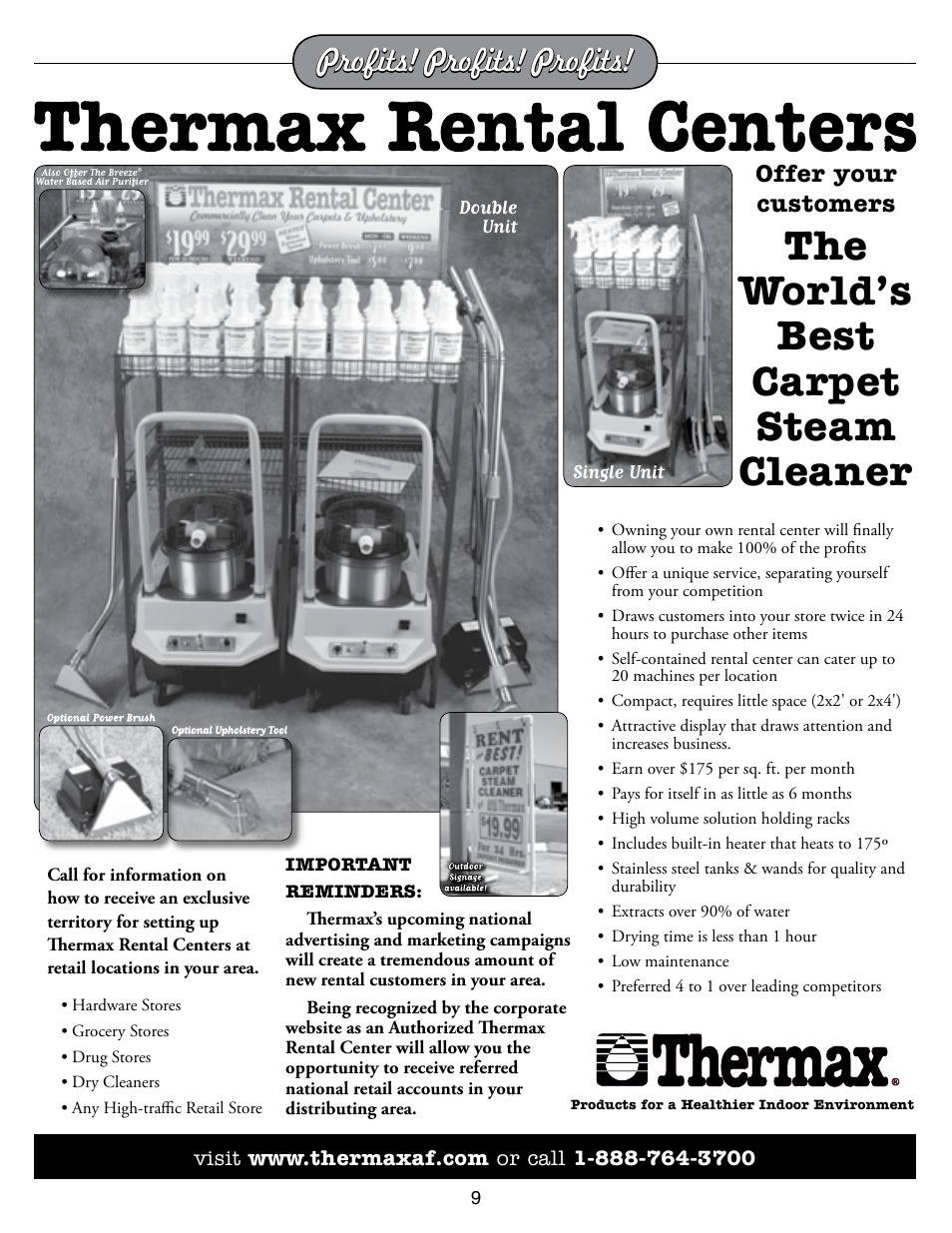 The world’s best carpet steam cleaner, Profits! profits! profits | Thermax CP3 User Manual | Page 10 / 24