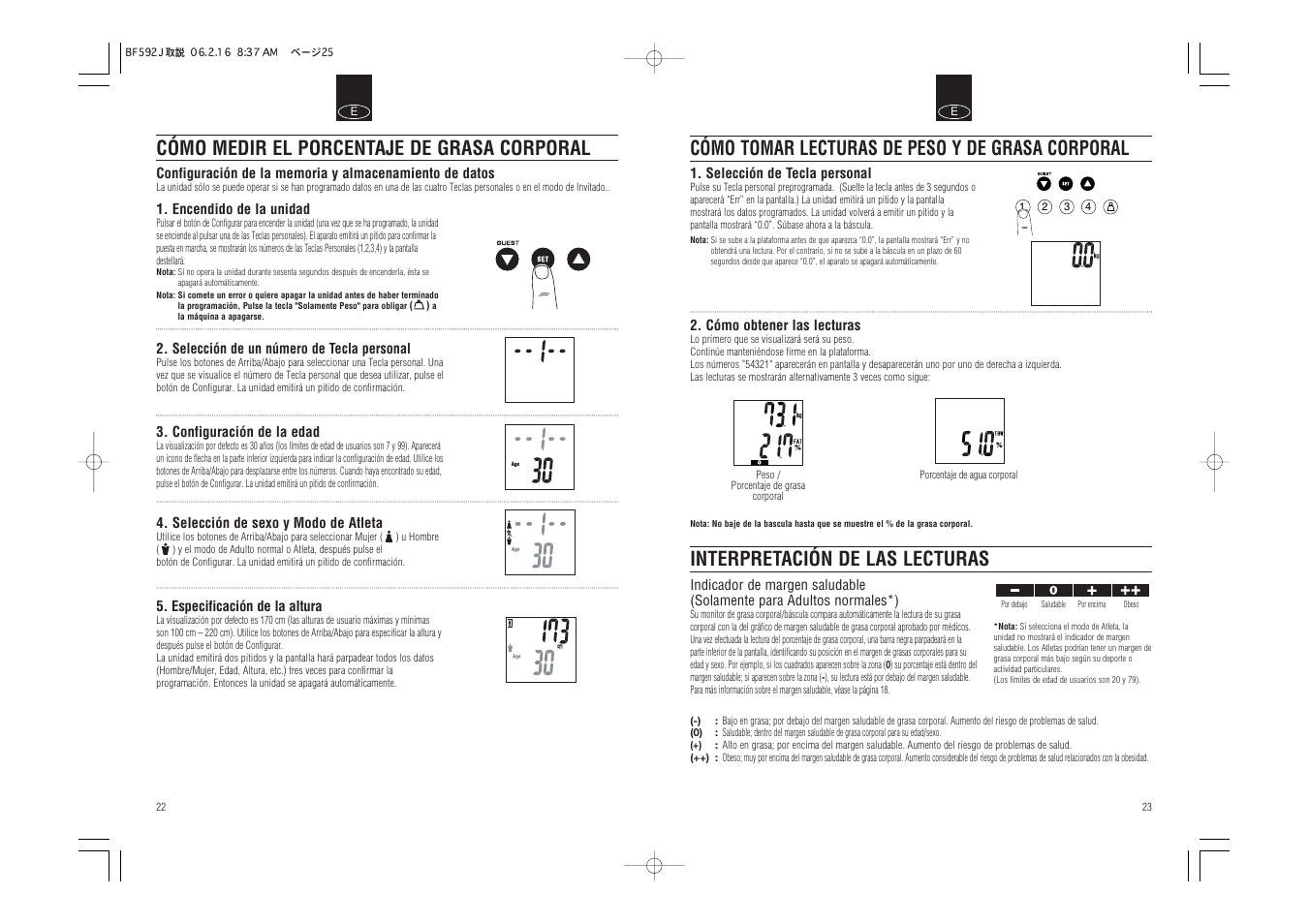 Cómo medir el porcentaje de grasa corporal | Tanita BF-592J User Manual | Page 13 / 14