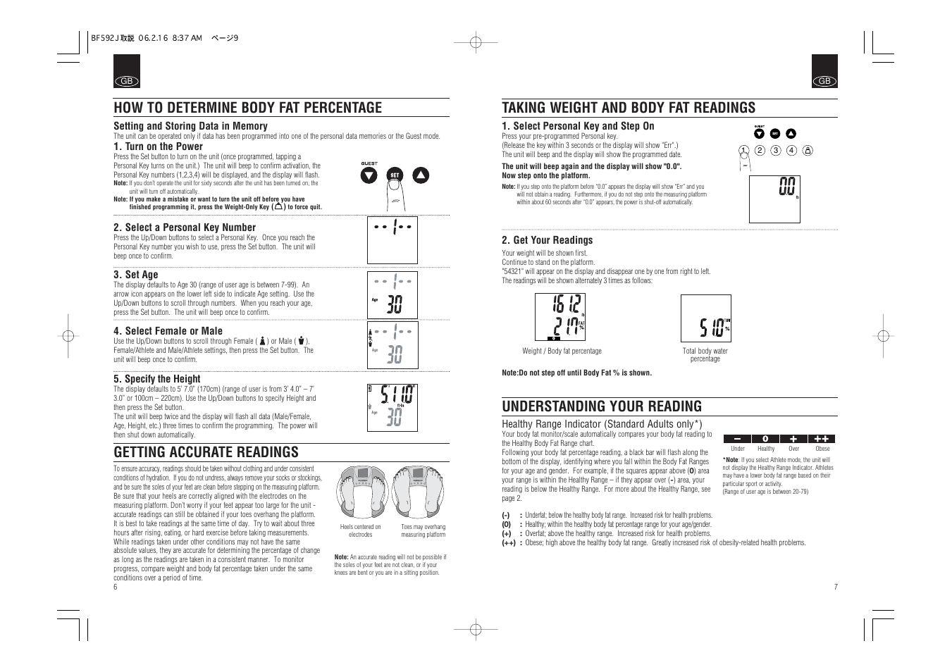 Tanita BF-592J User Manual | Page 5 / 14