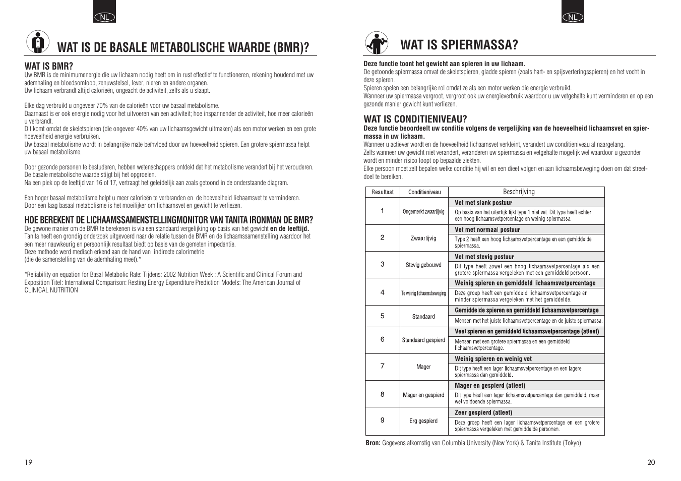 Wat is spiermassa, Wat is de basale metabolische waarde (bmr) | Tanita BC 548 User Manual | Page 11 / 19
