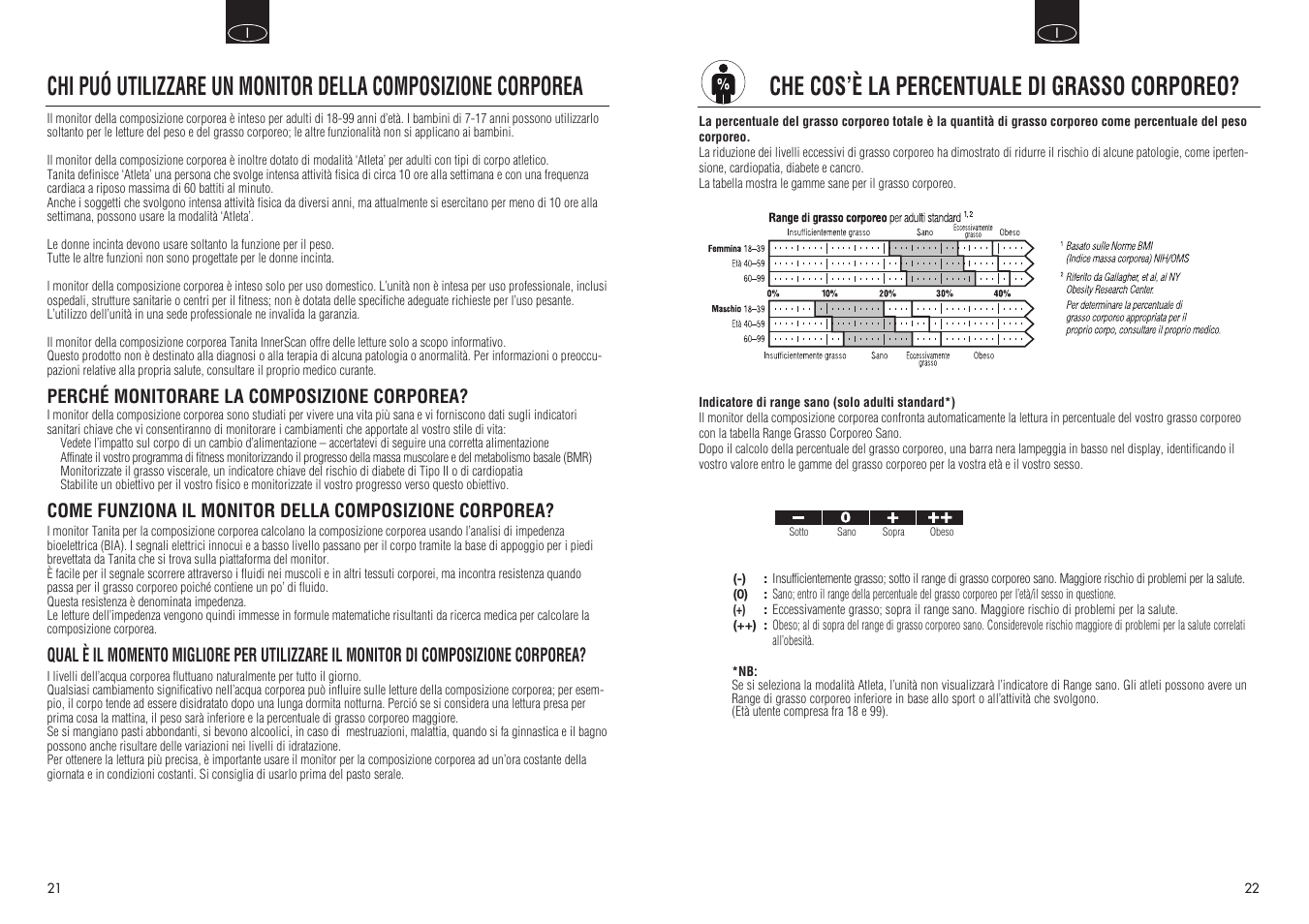Che cos’è la percentuale di grasso corporeo | Tanita BC 548 User Manual | Page 12 / 19