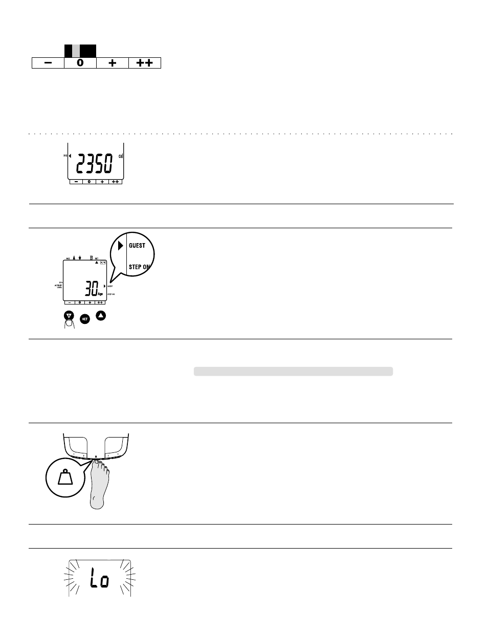 Replacing the batteries, Additional programming features, Daily calorie intake (dci) | Programming the guest mode, Reprogramming a personal key | Tanita BF-556 User Manual | Page 10 / 13