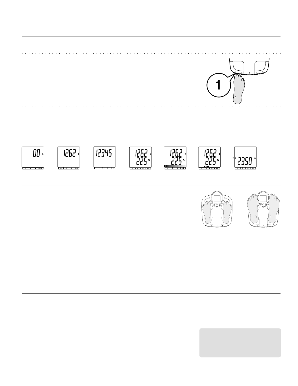 Taking weight and body fat readings, Understanding your readings, Select personal key and step on | Get your readings, Getting accurate readings, Healthy range indicator bar (standard adults only) | Tanita BF-556 User Manual | Page 9 / 13