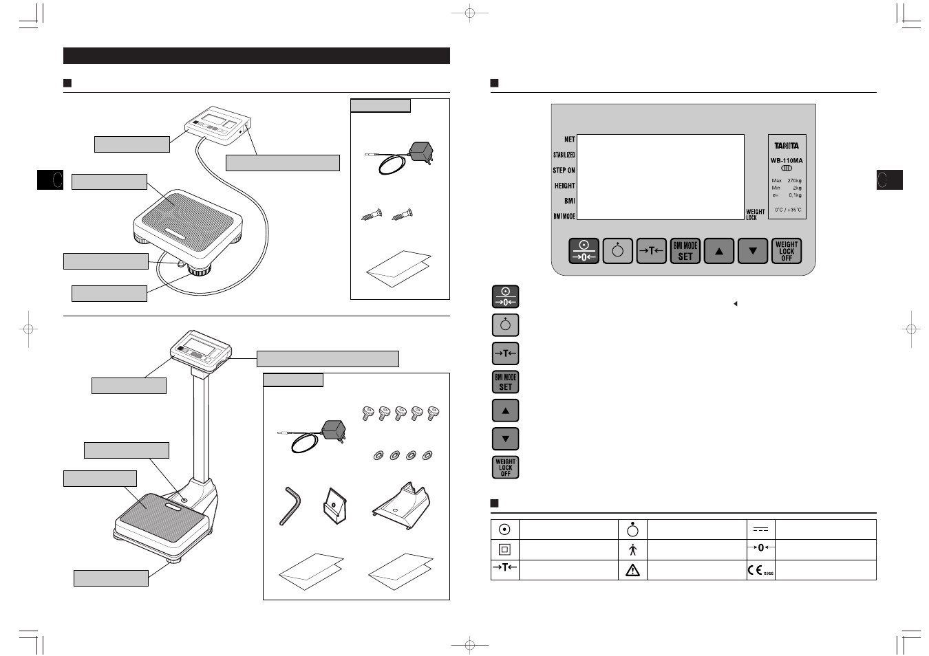 Montaje de la báscula y componentes | Tanita WB-110MA User Manual | Page 32 / 37