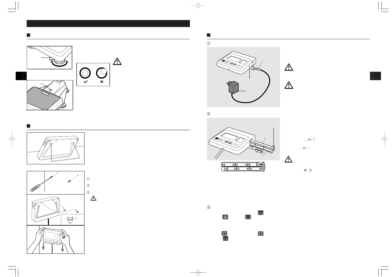 Atención, Precaución, Preparación para el uso de la báscula | Tanita WB-110MA User Manual | Page 33 / 37